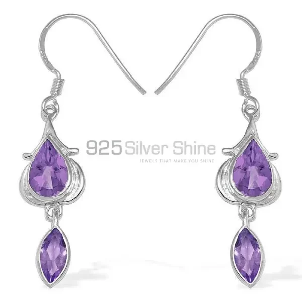 Natural Amethyst Gemstone earrings In 925 Sterling Silver 925SE1098