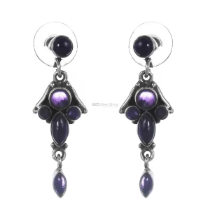 Natural Amethyst Gemstone earrings Suppliers In 925 Sterling Silver Jewelry 925SE256