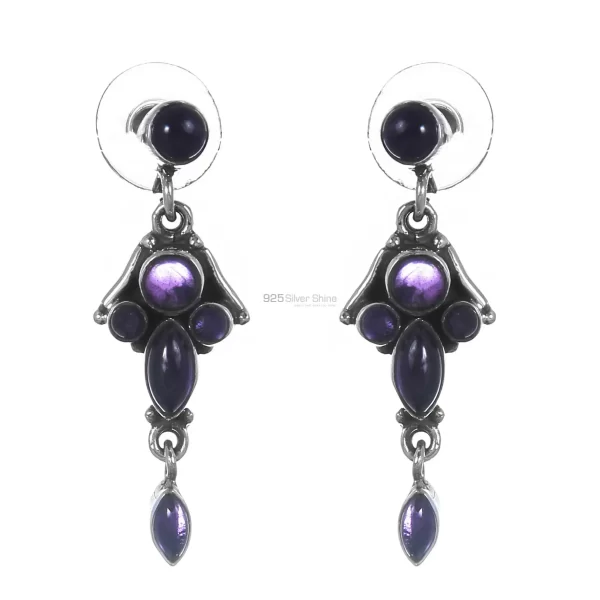 Natural Amethyst Gemstone earrings Suppliers In 925 Sterling Silver Jewelry 925SE256