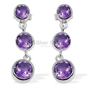 Natural Amethyst Gemstone earrings Wholesaler In 925 Sterling Silver Jewelry 925SE1122