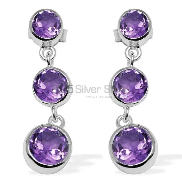 Natural Amethyst Gemstone earrings Wholesaler In 925 Sterling Silver Jewelry 925SE1122