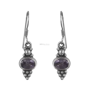 Natural Amethyst Gemstone earring In Sterling Silver Jewelry 925SE155