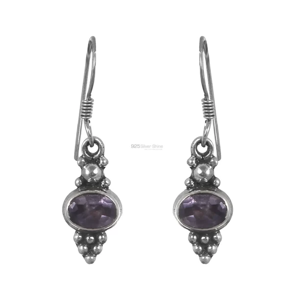 Natural Amethyst Gemstone earring In Sterling Silver Jewelry 925SE155