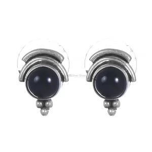 Natural Black onyx Gemstone earrings Manufacturer In 925 Sterling Silver Jewelry 925SE262