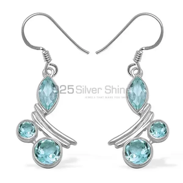 Natural Blue Topaz Gemstone earrings Suppliers In 925 Sterling Silver Jewelry 925SE1046