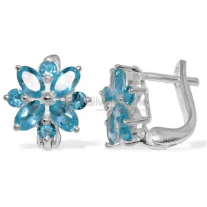Natural Blue Topaz Gemstone earrings Wholesaler In 925 Sterling Silver Jewelry 925SE885