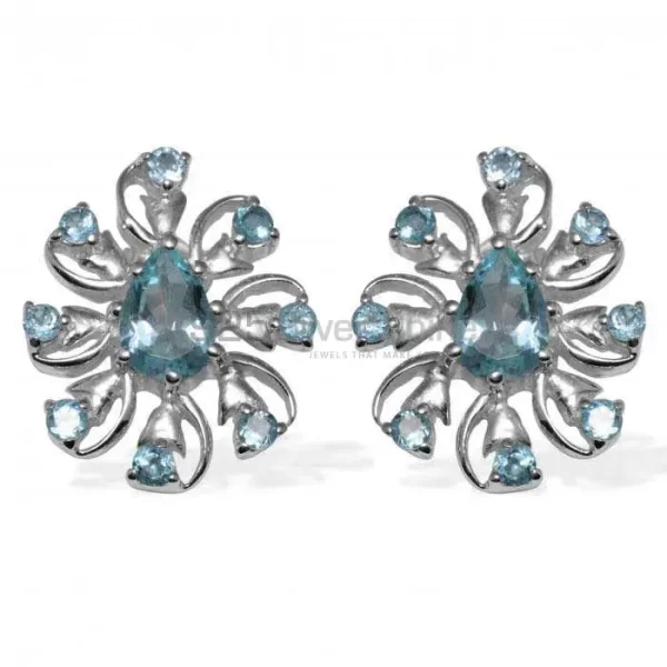 Natural Blue Topaz Gemstone earrings Wholesaler In 925 Sterling Silver Jewelry 925SE964