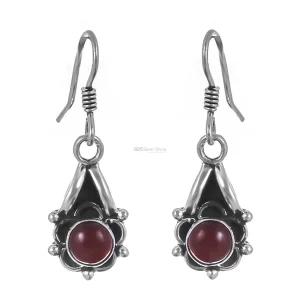 Natural Carnelian Semi Precious Gemstone earring In Solid Silver 925SE168