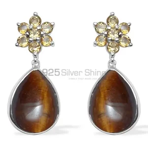 Natural Chalcedony Gemstone earrings In Fine 925 Sterling Silver 925SE1025
