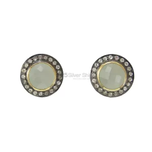 Natural Chalcedony Gemstone earrings In Solid 925 Silver 925SE2004