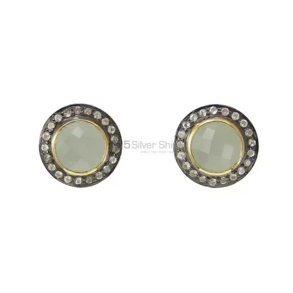 Natural Chalcedony Gemstone earrings In Solid 925 Silver 925SE2004