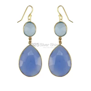 Natural Chalcedony Gemstone earrings Manufacturer In 925 Sterling Silver Jewelry 925SE1876