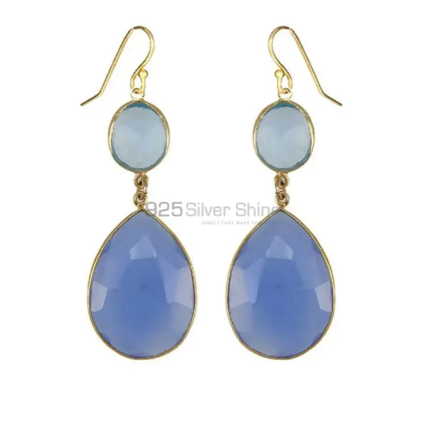 Natural Chalcedony Gemstone earrings Manufacturer In 925 Sterling Silver Jewelry 925SE1876