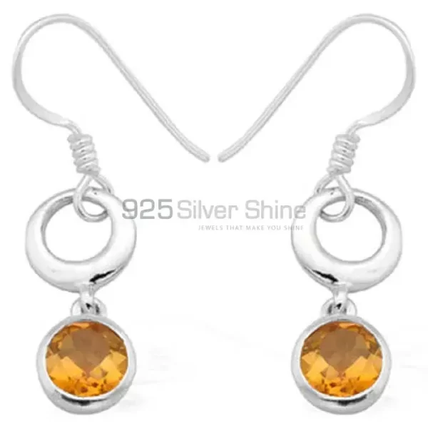 Natural Citrine Gemstone earrings Manufacturer In 925 Sterling Silver Jewelry 925SE973