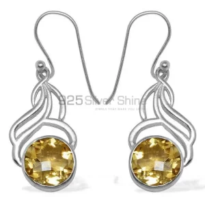 Natural Citrine Gemstone earrings Suppliers In 925 Sterling Silver Jewelry 925SE809