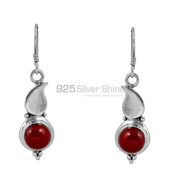 Natural Coral Gemstone earring In 925 Solid Silver Jewelry 925SE60