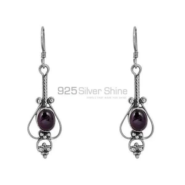 Natural Garnet Gemstone earring In Sterling Silver Jewelry 925SE57