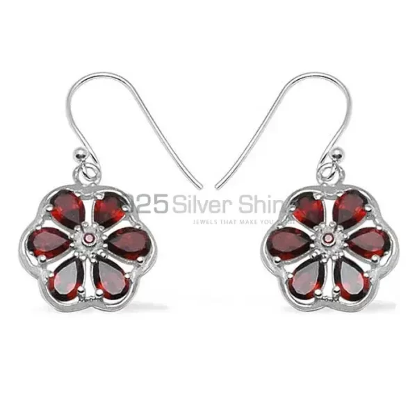 Natural Garnet Gemstone earrings In 925 Sterling Silver 925SE703