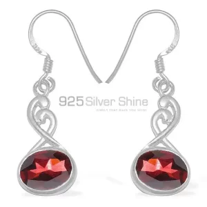 Natural Garnet Gemstone earrings In Fine 925 Sterling Silver 925SE1104
