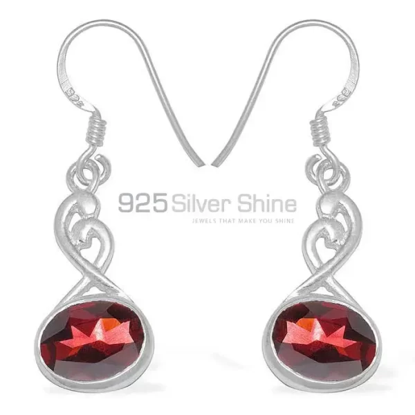 Natural Garnet Gemstone earrings In Fine 925 Sterling Silver 925SE1104