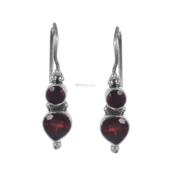 Natural Garnet Gemstone earrings In Fine 925 Sterling Silver 925SE314