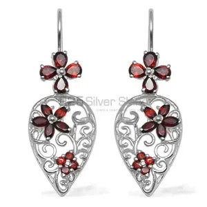 Natural Garnet Gemstone earrings Wholesaler In 925 Sterling Silver Jewelry 925SE727