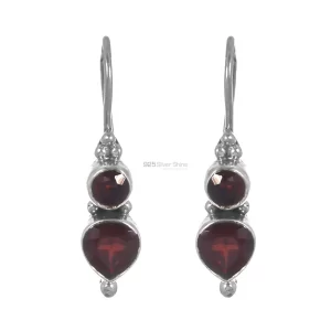 Natural Garnet Semi Precious Gemstone earring In Sterling Silver Jewelry 925SE200