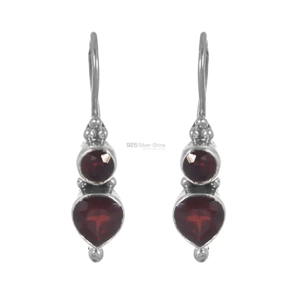 Natural Garnet Semi Precious Gemstone earring In Sterling Silver Jewelry 925SE200