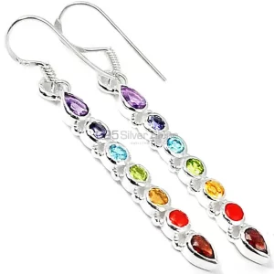 Natural Gemstone Healing Chakra earring With Sterling Silver Jewelry 925CE12