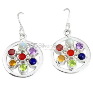 Natural Gemstone Sterling Silver Chakra earring Jewelry SSCE105