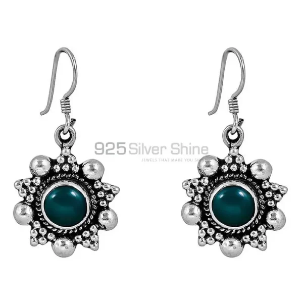 Natural Green Onyx Gemstone earring In Sterling Silver Jewelry 925SE106