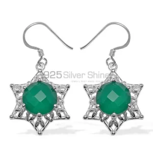 Natural Green Onyx Gemstone earrings Wholesaler In 925 Sterling Silver Jewelry 925SE806