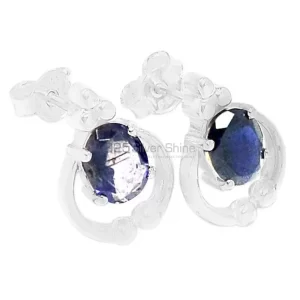 Natural Iolite Gemstone earrings Exporters In 925 Sterling Silver Jewelry 925SE417