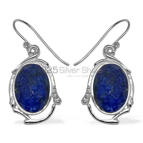 Natural Lapis Lazuli Gemstone earrings In Fine 925 Sterling Silver 925SE788