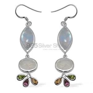 Natural Multi Gemstone earrings Exporters In 925 Sterling Silver Jewelry 925SE1049