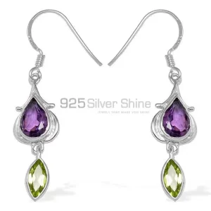 Natural Multi Gemstone earrings In Solid 925 Silver 925SE1101