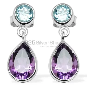 Natural Multi Gemstone earrings Manufacturer In 925 Sterling Silver Jewelry 925SE1131