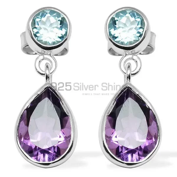 Natural Multi Gemstone earrings Manufacturer In 925 Sterling Silver Jewelry 925SE1131