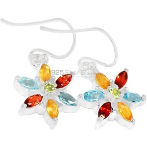 Natural Multi Gemstone earrings Manufacturer In 925 Sterling Silver Jewelry 925SE499