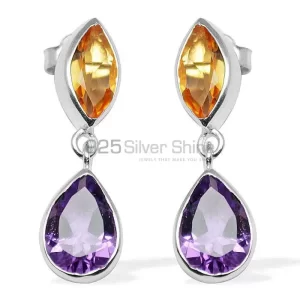 Natural Multi Gemstone earrings Suppliers In 925 Sterling Silver Jewelry 925SE1125