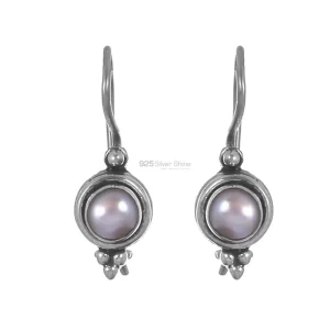 Natural Pearl Gemstone earrings In 925 Sterling Silver 925SE229
