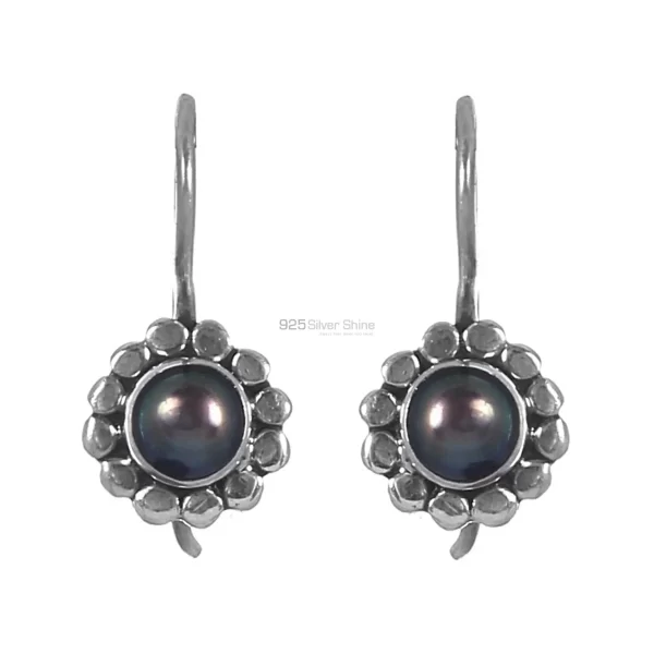 Natural Pearl Gemstone earrings In Fine 925 Sterling Silver 925SE235