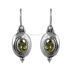 Natural Peridot Gemstone earring In 925 Sterling Silver Jewelry 925SE192