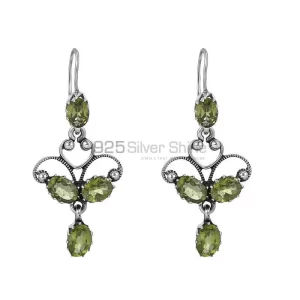Natural Peridot Gemstone earring In Sterling Silver Jewelry 925SE09
