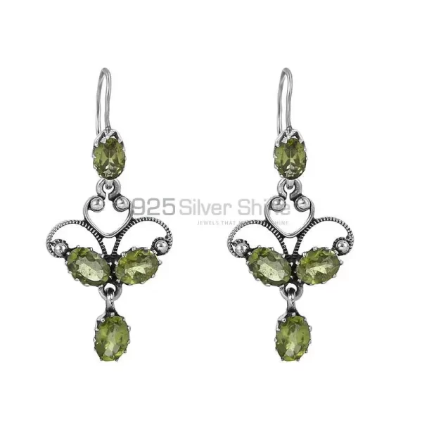 Natural Peridot Gemstone earring In Sterling Silver Jewelry 925SE09