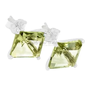 Natural Peridot Gemstone earrings In Solid 925 Silver 925SE627