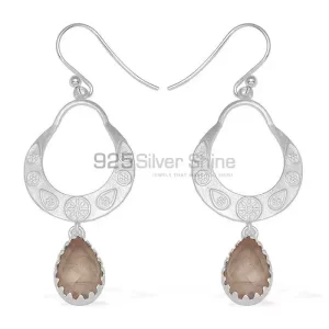 Natural Rose Quartz Gemstone earrings Exporters In 925 Sterling Silver Jewelry 925SE733