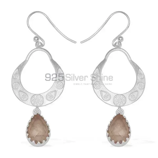 Natural Rose Quartz Gemstone earrings Exporters In 925 Sterling Silver Jewelry 925SE733