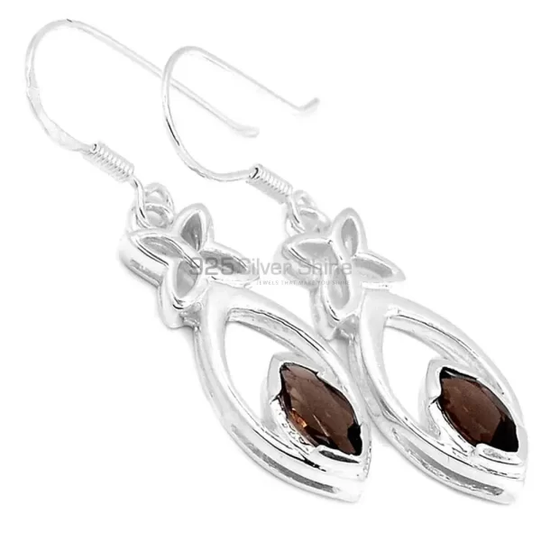 Natural Smoky Quartz Gemstone earrings Exporters In 925 Sterling Silver Jewelry 925SE338