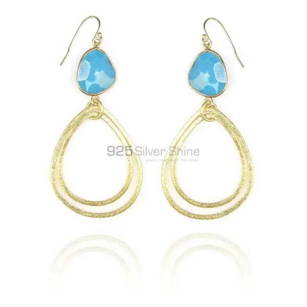 Natural Turquoise Gemstone earrings Exporters In 925 Sterling Silver Jewelry 925SE1952